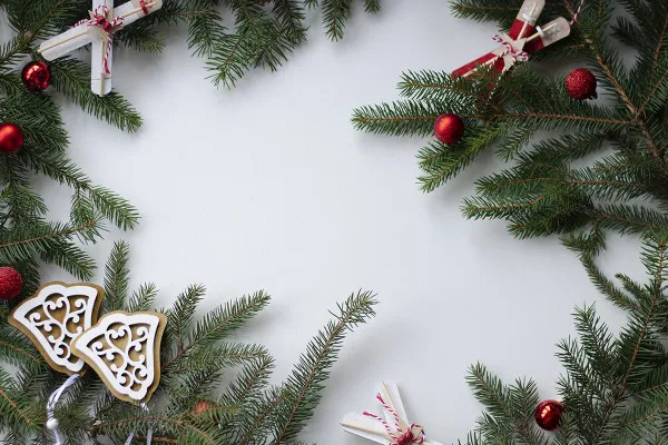9 Christmas backgrounds as images with green branches of fir trees