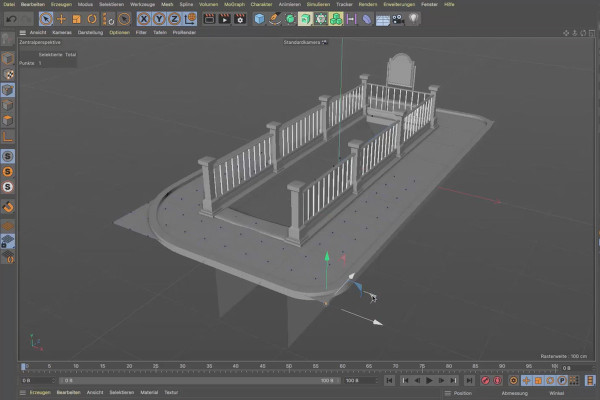 Cinema 4D-tutorial "Underground": 1.13 Randstein
