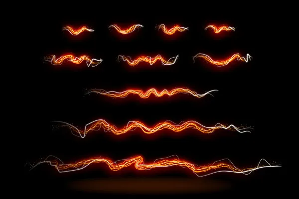 Glowing Light Trails für Photoshop und Affinity Photo – wellenförmige Lichtspuren