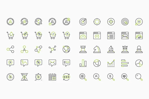 100 Web-Icons für Marketing & SEO in Schwarz-Grün