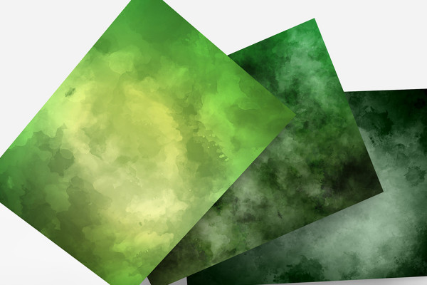 High-resolution textures: colored watercolors in green