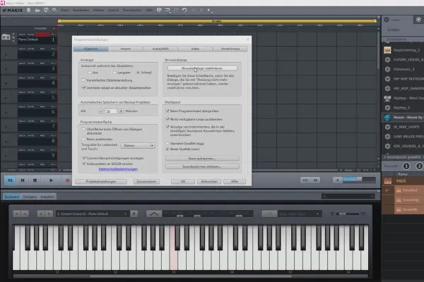 Magix Music Maker로 자신만의 음악 작성하기: 05 | 프로그램의 옵션과 설정 (2/5)