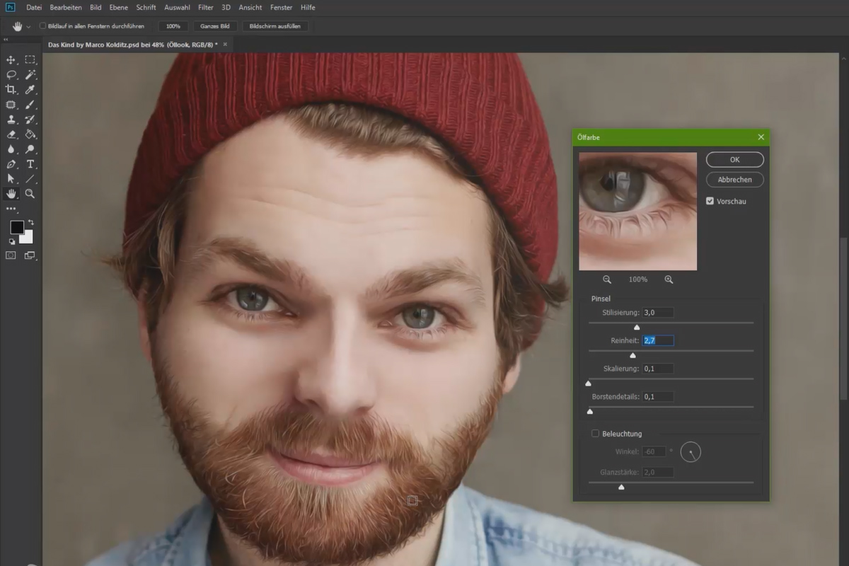 Photoshop-arbeidsflyt: Portrett i barneutseende - 5 mykere hud og oljelook.