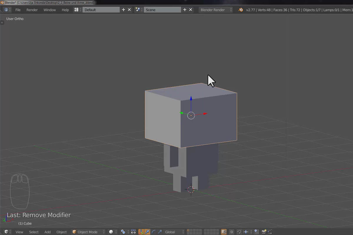 Blender başlangıç için uygulamalı eğitim - 2.2 Cubecraft karakteri: Kol ve bacaklar