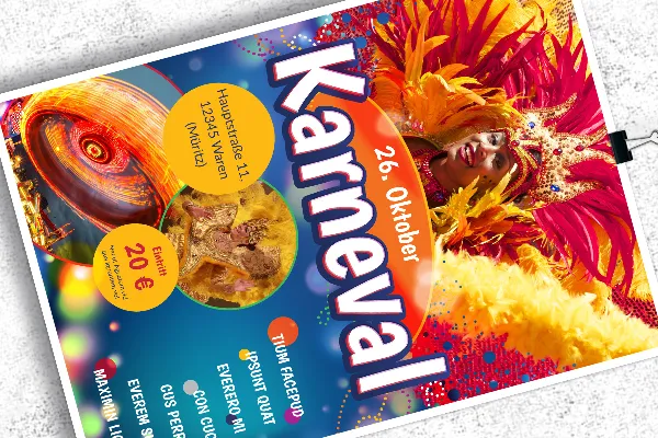 Flyer-skabeloner til karneval og fastelavn - Version 5