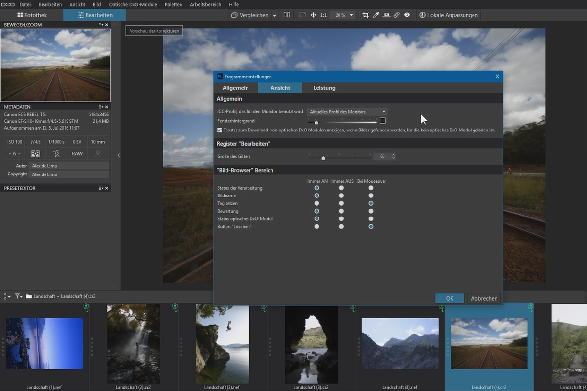 DxO PhotoLab-Tutorial: 1.4 | Ayarlar
