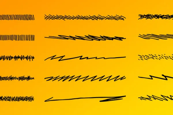 Affinity Designer-Pinsel für Vektorgrafiken im Skizzen-Look: kurze Striche, Kreuze, Zickzack-Linien