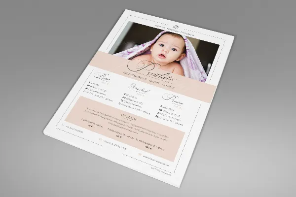 Lista de precios - Plantilla para fotógrafos: Fotografía de bebés y recién nacidos (Versión 1)