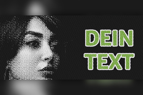 Effet Photoshop pour les photos : points de trame avec différentes nuances de gris.