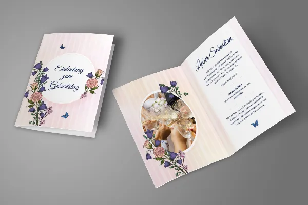 Modèle classique pour une invitation d'anniversaire au format A5 (carte pliée)