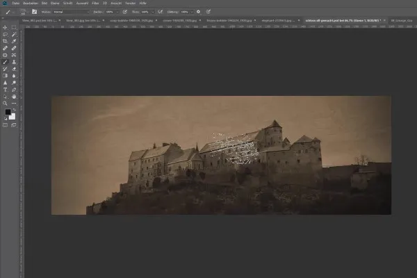 The ultimate brush training: 1.6 Trimming pictures to look old: the finishing touch with grunge brushes