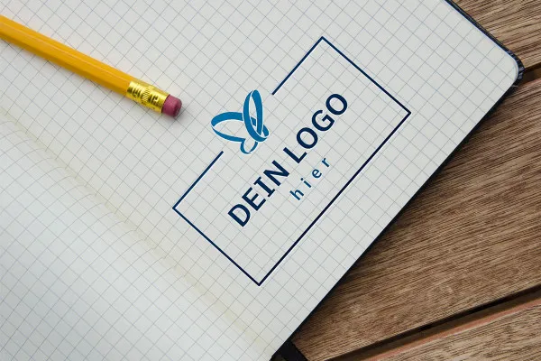 Photoshop-mockup-skabelon til logoer: ternethæftet