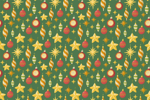 Christmas illustrations, pattern: Christmas tree decorations