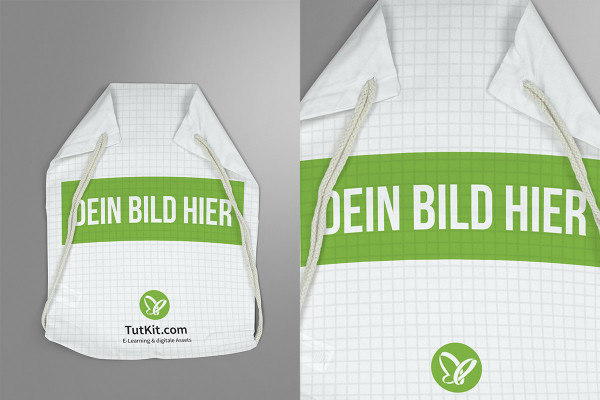 Mockup für Stoffbeutel Sport: liegend, von oben