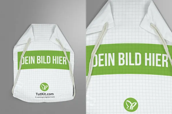 Mockup für Stoffbeutel Sport: liegend, von oben