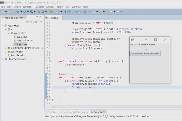 JavaFX for GUI-utvikling - 06 Bruk av flere scener.