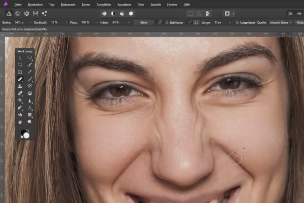 Güzellik düzenlemesi Affinity Photo'da: 06 | Kırışıklıkları hafifletmek