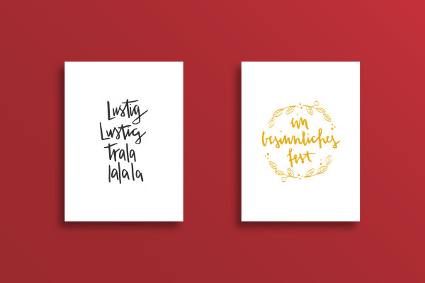 Festliche Handlettering-Vorlagen: 06 | "Lustig, lustig, trala lalala" und "Ein besinnliches Fest"