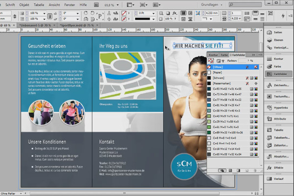 Flyer design in folded format using the example of a sports studio/fitness studio - Part 2