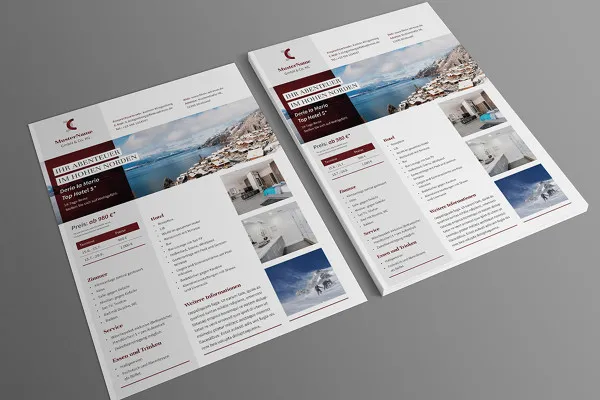 Modelos de panfletos para agências de viagens para pendurar e para exibição em vitrines - variante 5.