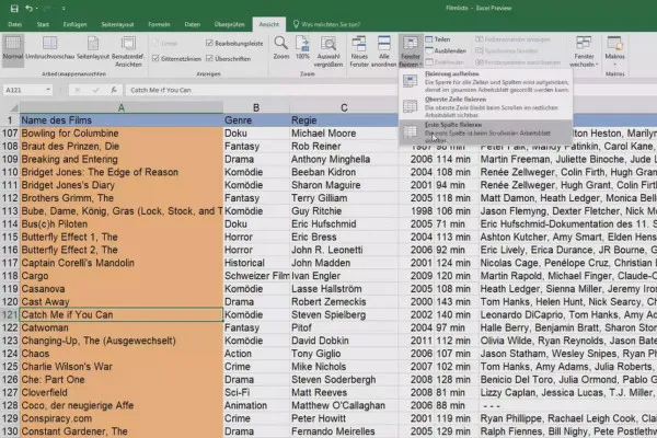 Excel-træning for mere effektivitet på kontoret: Kalender, organigram & Co - 2.5 Fastgørelse af kolonner og rækker