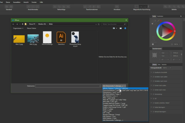 Affinity Designer Tutorial - Basics: 1.6 | Open files