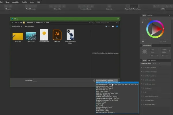 Affinity Designer-Tutorial – Grundlagen: 1.6 | Dateien öffnen