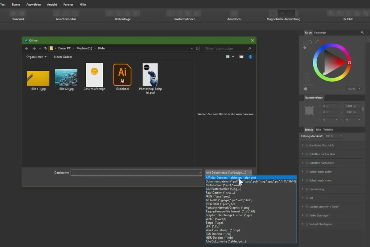 Affinity Designer-Tutorial – Grundlagen: 1.6 | Dateien öffnen