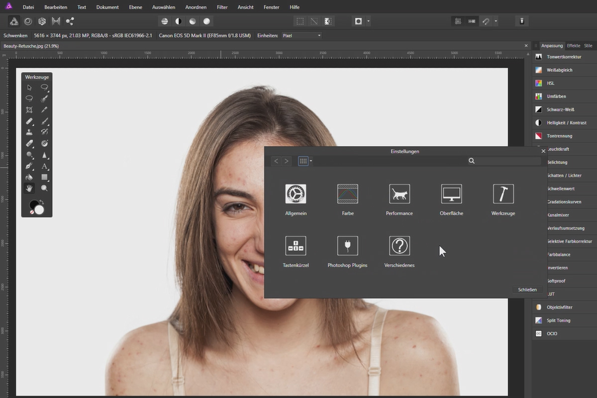 Affinity Photo'da Güzellik Düzenlemesi: 01 | Kullanışlı Ayarlar