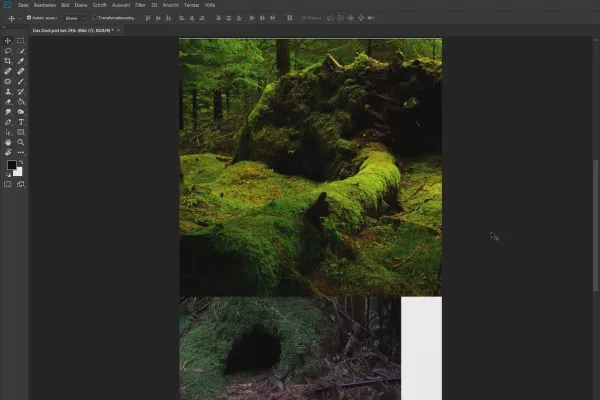 Compositing in Photoshop: das Dorf – 1 Hintergrund platzieren