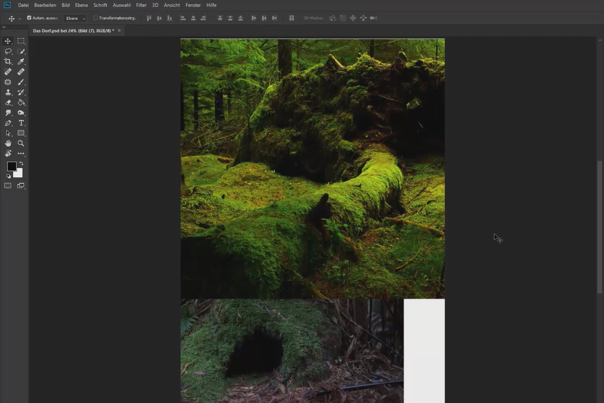 Composición en Photoshop: colocación del pueblo - 1 fondo