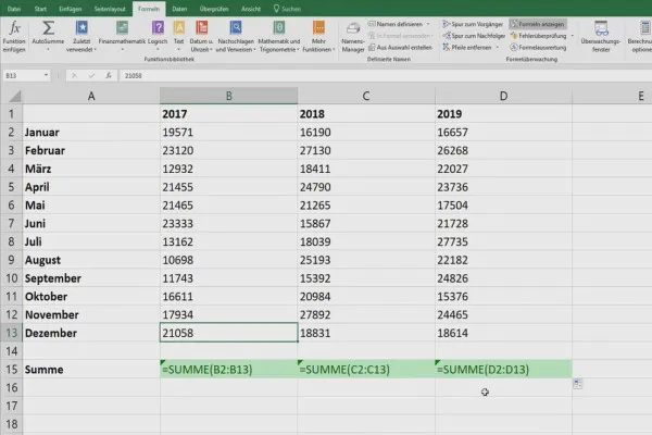 Tutorial Excel: Pivot, diagram, dan desain tabel untuk presentasi data yang jelas - 2.5 Menampilkan rumus