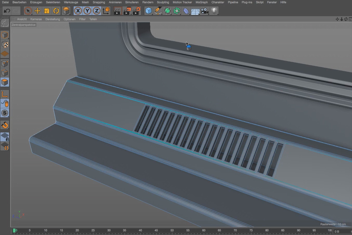 Praktik i Cinema 4D - Modellering och ljussättning av en rymdstation: 06 Bottenskena