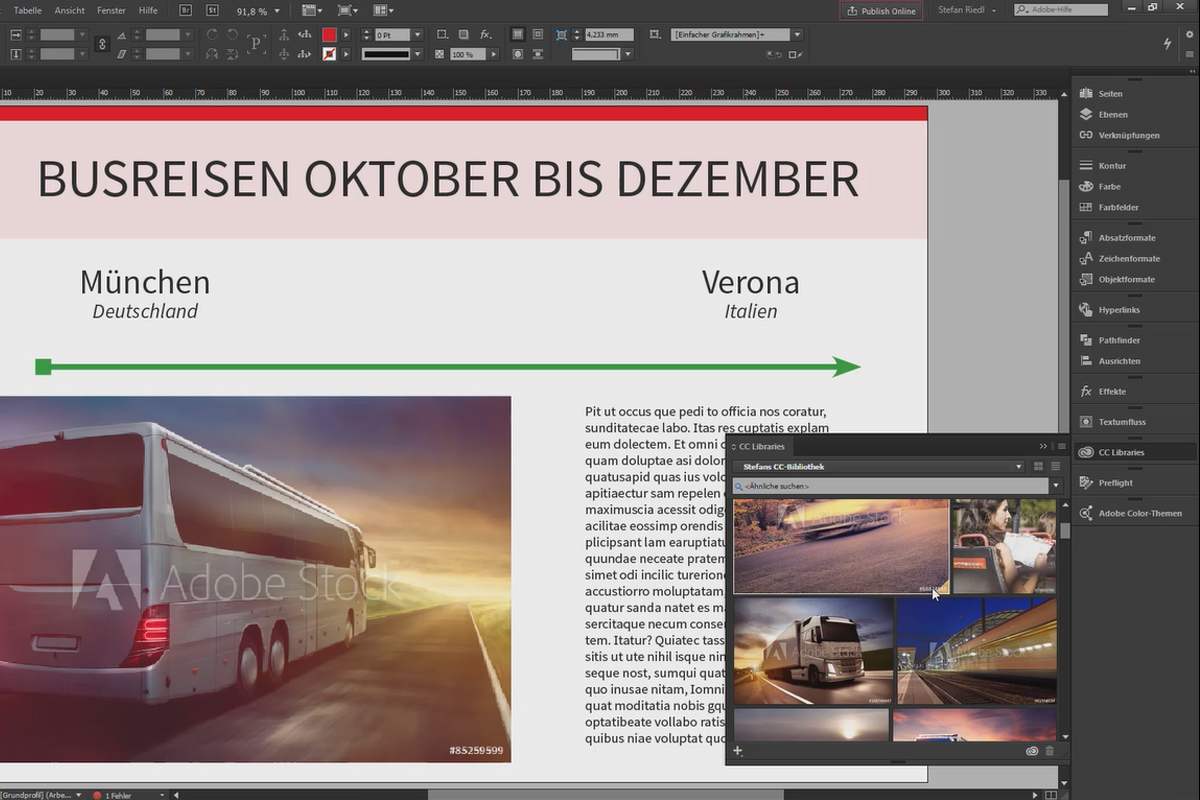 Nytt i Creative Cloud: InDesign CC 2017 (november 2016) - Creative Cloud-biblioteker og Adobe Stock.