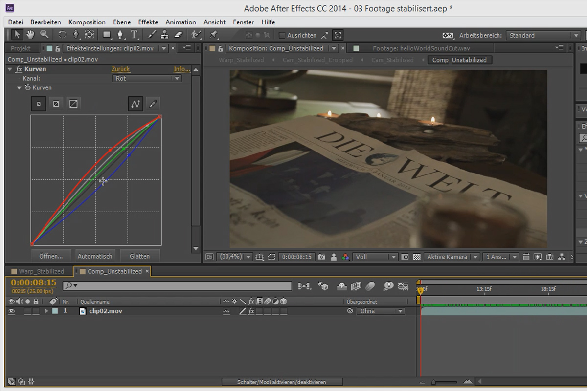 3D-projekt i After Effects: Avslutande stabilisering