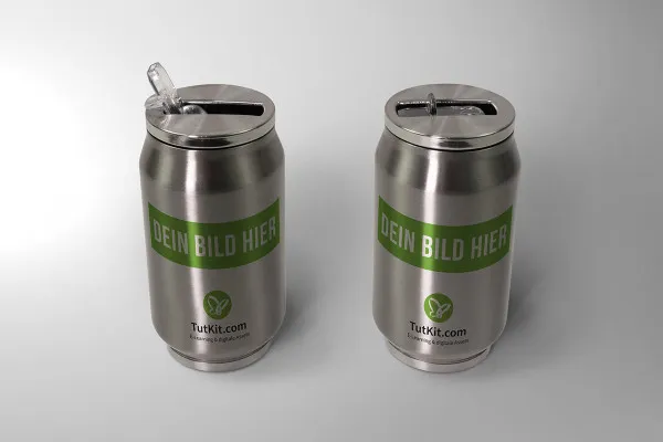 Mockup: To brede termokander af metal.