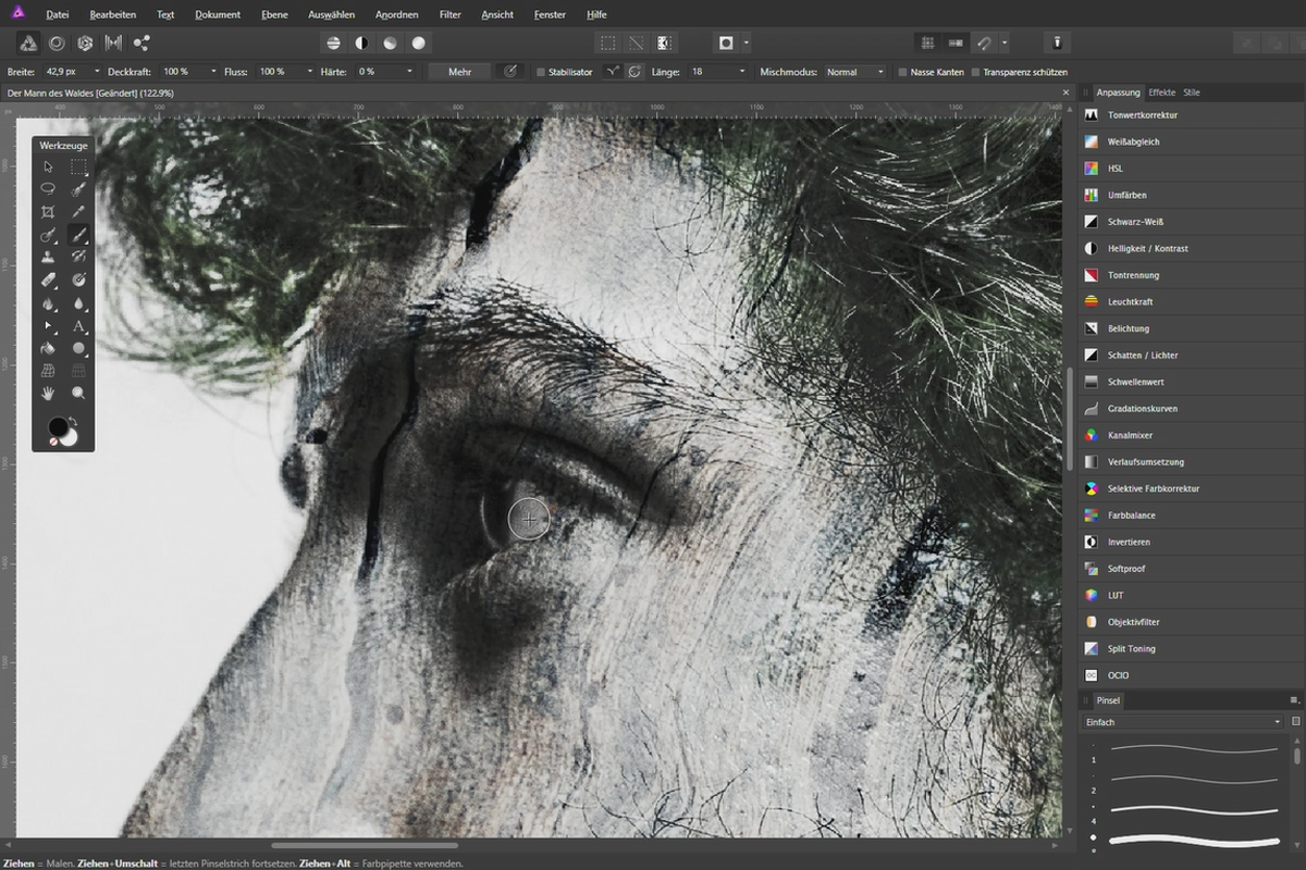 Affinity Photo - creatieve fotobewerking met overlays: 06 | De man van het bos