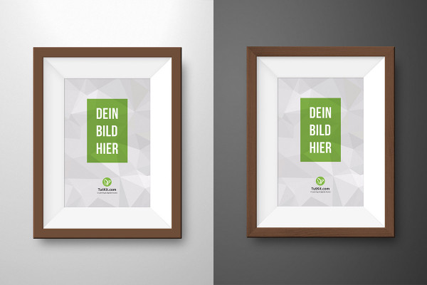 Mockup for picture frame in portrait format with passe-partout, color customizable