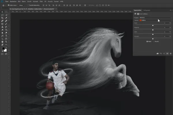 Tutorial Komposisi Photoshop: Semangat Olahraga - Melukis 6 Partikel dan Menyesuaikan Tampilan Warna