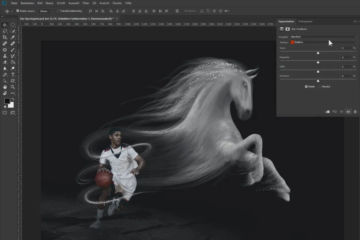 Photoshop-Composing-Tutorial: Der Sportsgeist – 6 Partikel malen und Farblook anpassen