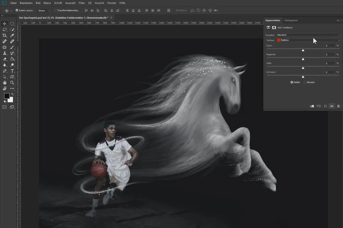 Tutorial Komposisi Photoshop: Semangat Olahraga - Melukis 6 Partikel dan Menyesuaikan Tampilan Warna