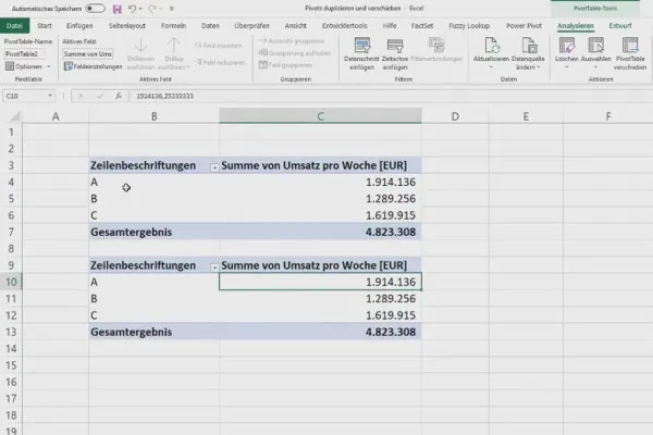 Tabel Pivot di Excel: 2.5 | Menduplikasi, memindahkan, & menghapus pivot