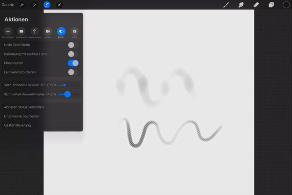 Procreate-guide – Grundläggande om att rita digitalt på iPad: 1.6 | Menyflik Åtgärder