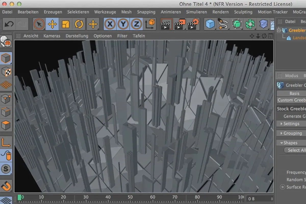 Cinema 4D meets Photoshop: I - 1.6. Greebler erklären: Formen der Stock Greebles beeinflussen