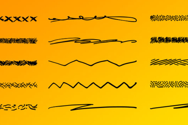 Affinity Designer pensler til vektorgrafik i skitse-look: Krydser, stiplet, zigzag-linjer