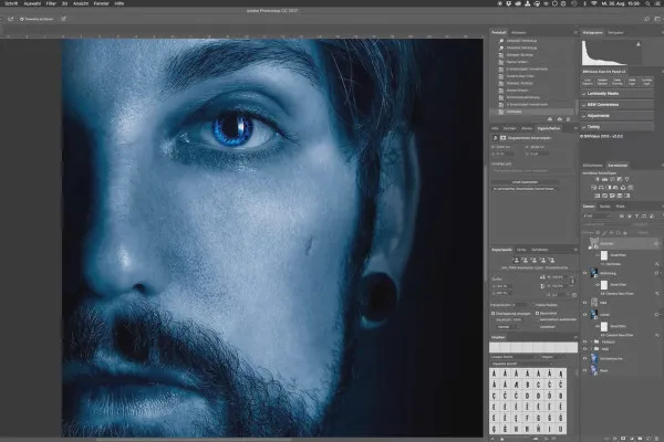 Postere de film populare și efecte de cinema în stilul Game of Thrones: 6 editări în Photoshop - ajustări de contrast și accentuare.