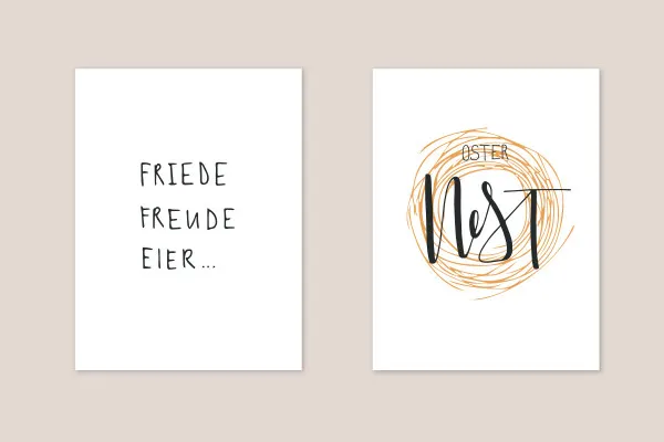 Lentefrisse handlettering sjablonen voor Pasen: 07 | "Vrede Vreugde Eieren", "Paasnest