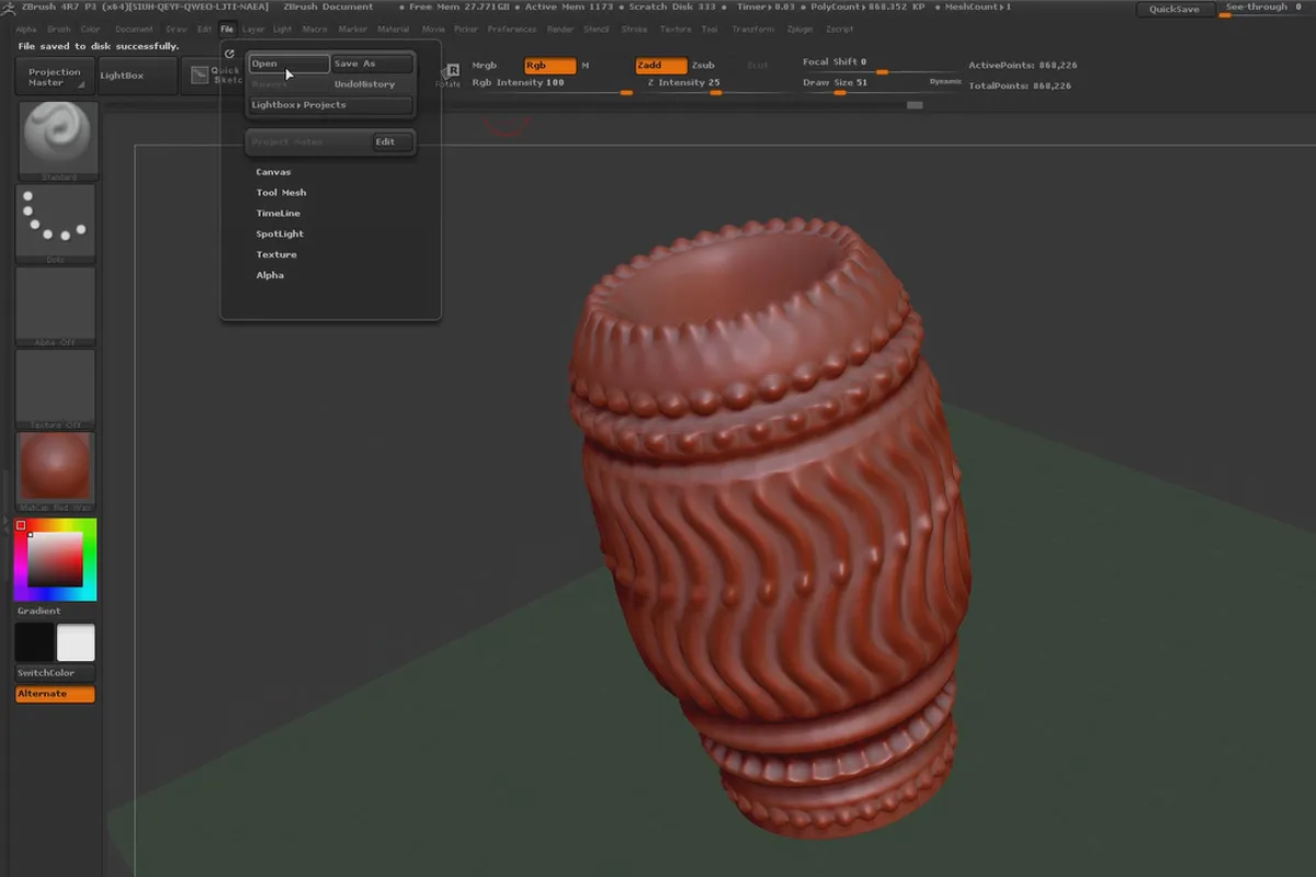 ZBrush를 처음 사용하는 사람을 위한: 3.1 Primitives