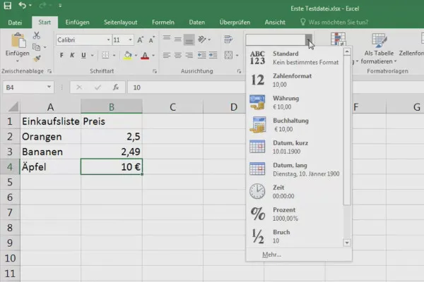 Excel-Grundlagen – Einführung für Anfänger: 07 Eingaben von Zellen