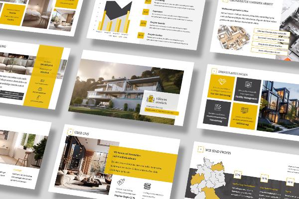 Plantilla PowerPoint de alta calidad para empresas inmobiliarias y estudios de arquitectura
